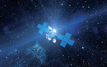 Graphic if a Viasat satellite in space against the stars