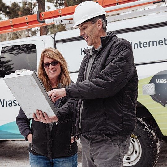 Viasat satellite internet being installed in rural Colorado